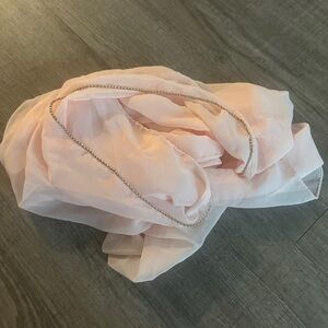 Elegant Pink Scarf with Pearl Accent